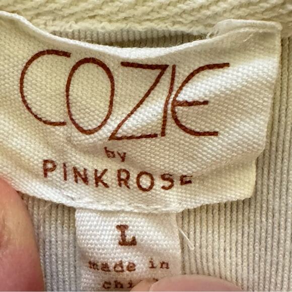 COZIE by Pink Rose Valore off-white sweatshirt hoodie size large L b18 - Picture 2 of 4